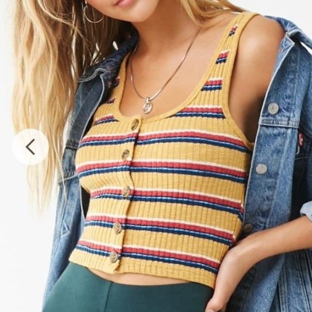 Forever 21 Multicolor Striped Button-Up Tank Top